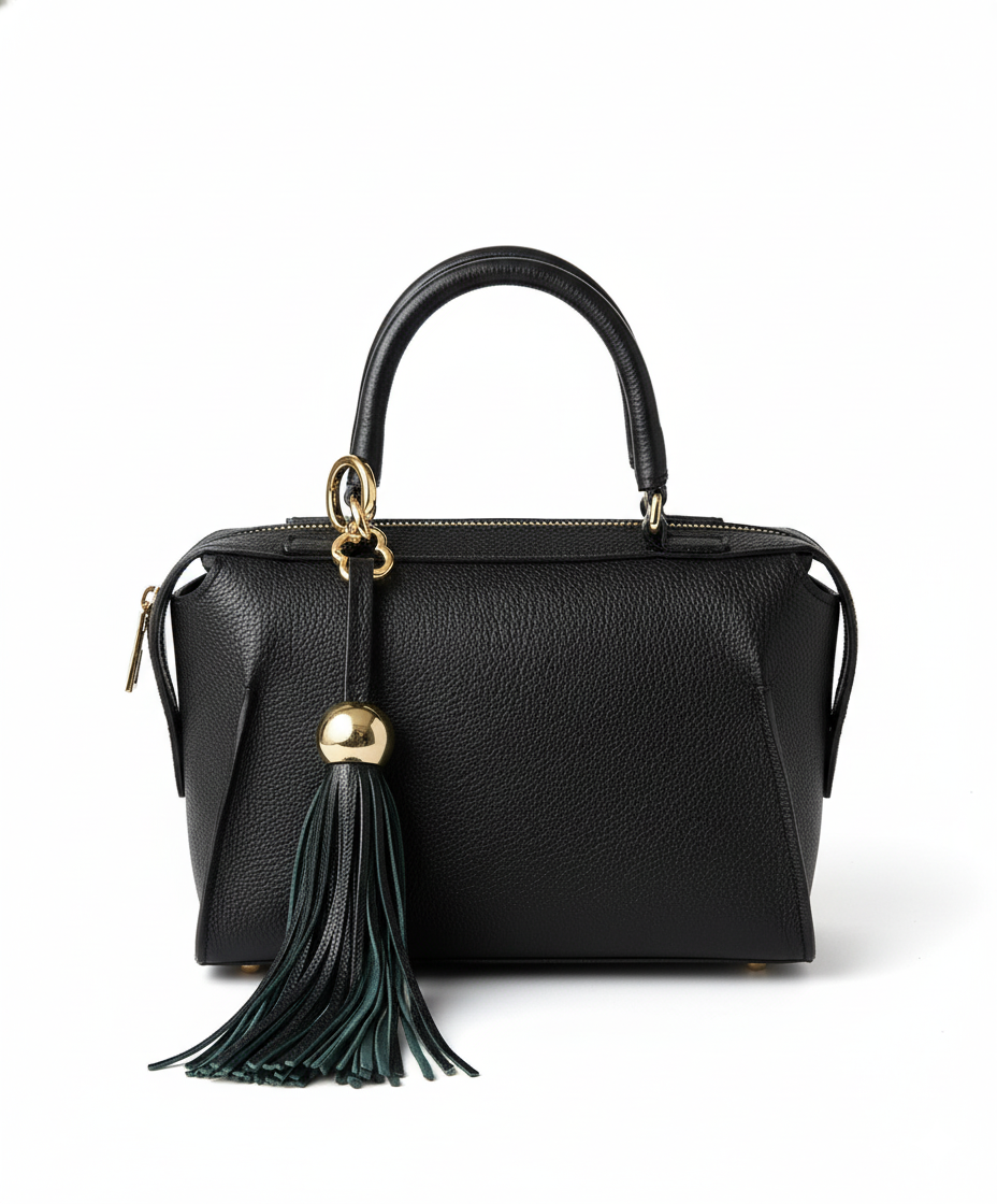 Bolsa Mendonza Couro Bege Preto