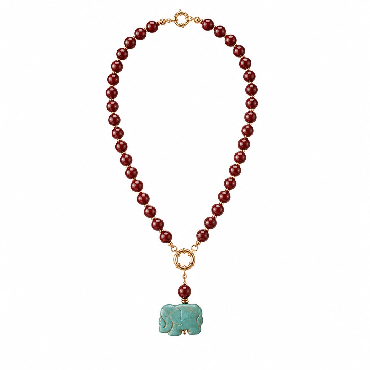 Colar Jaipur Elefante Turquesa – Ouro