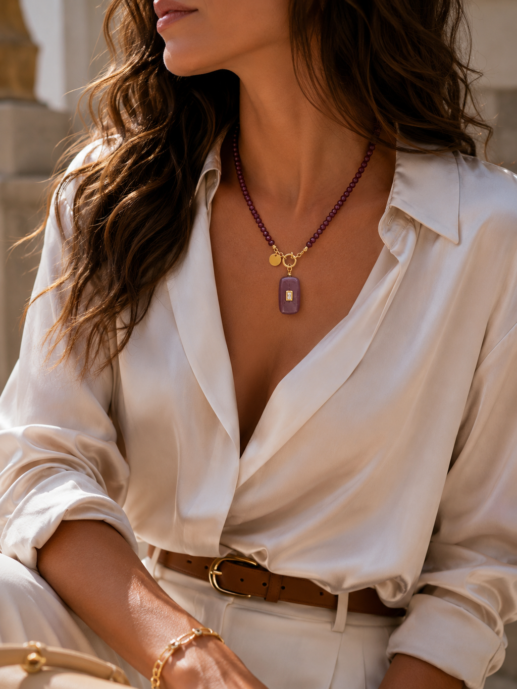 Colar Feminino Elegante Grécia Violett Cristal