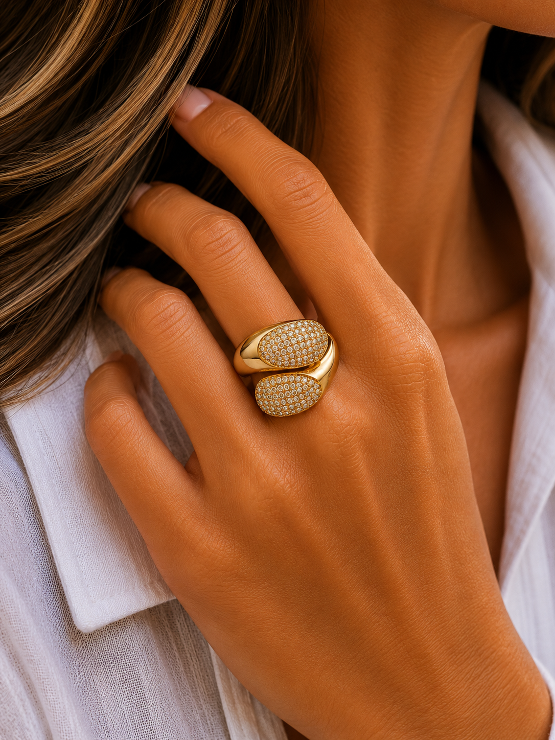 Anel Lumière Pavé Gold